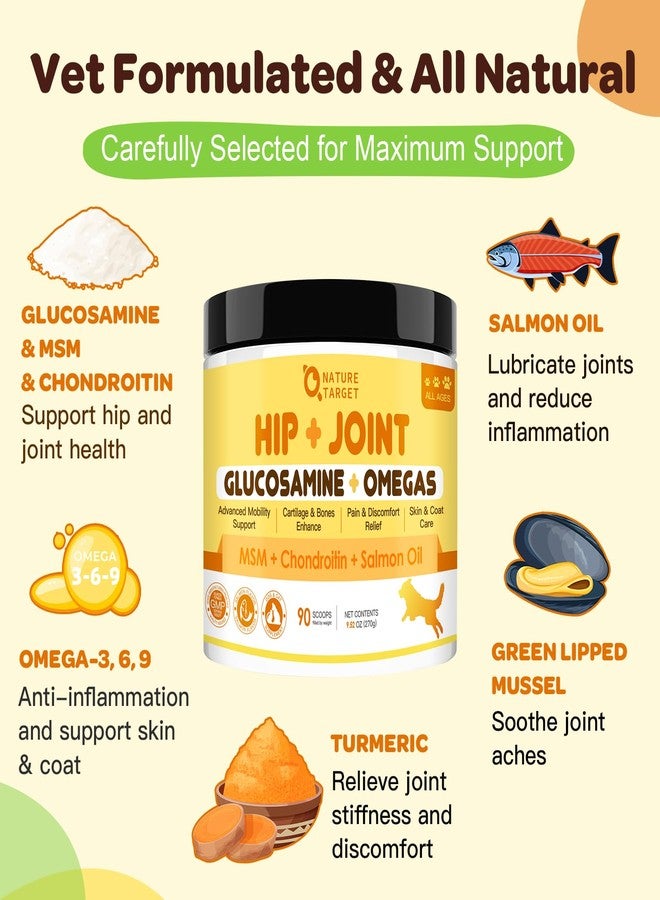 NATURE TARGET Glucosamine for Dogs, Joint Supplement for Dogs, Chondroitin, MSM, Turmeric, Omega 3, Support Hip & Joint Mobility - Dog Joint Pain Relief for Small & Large Breed, 9.52 Oz - Image 2